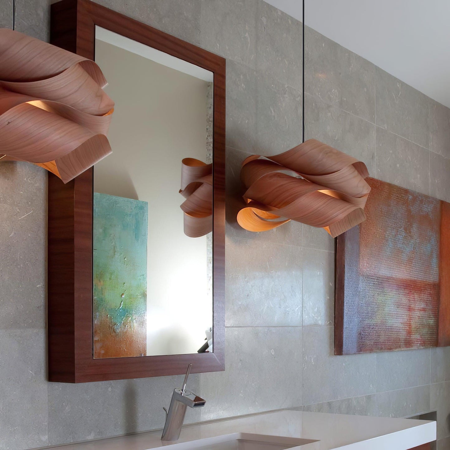 Starvia - Natural Wood Pendant Lamp With LED Lighting For Modern Homes