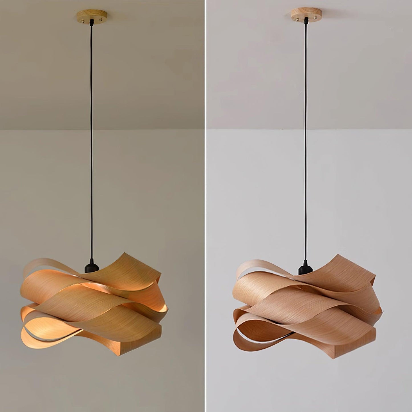 Starvia - Natural Wood Pendant Lamp With LED Lighting For Modern Homes