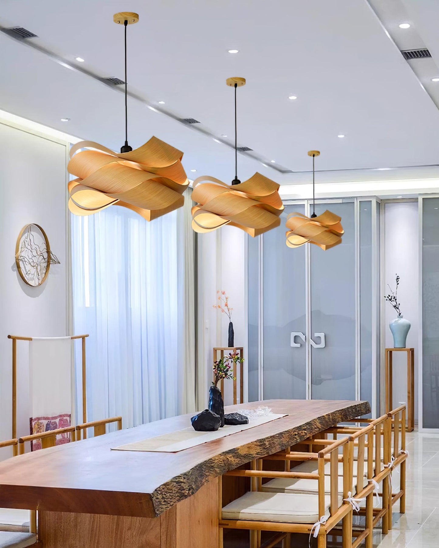 Starvia - Natural Wood Pendant Lamp With LED Lighting For Modern Homes
