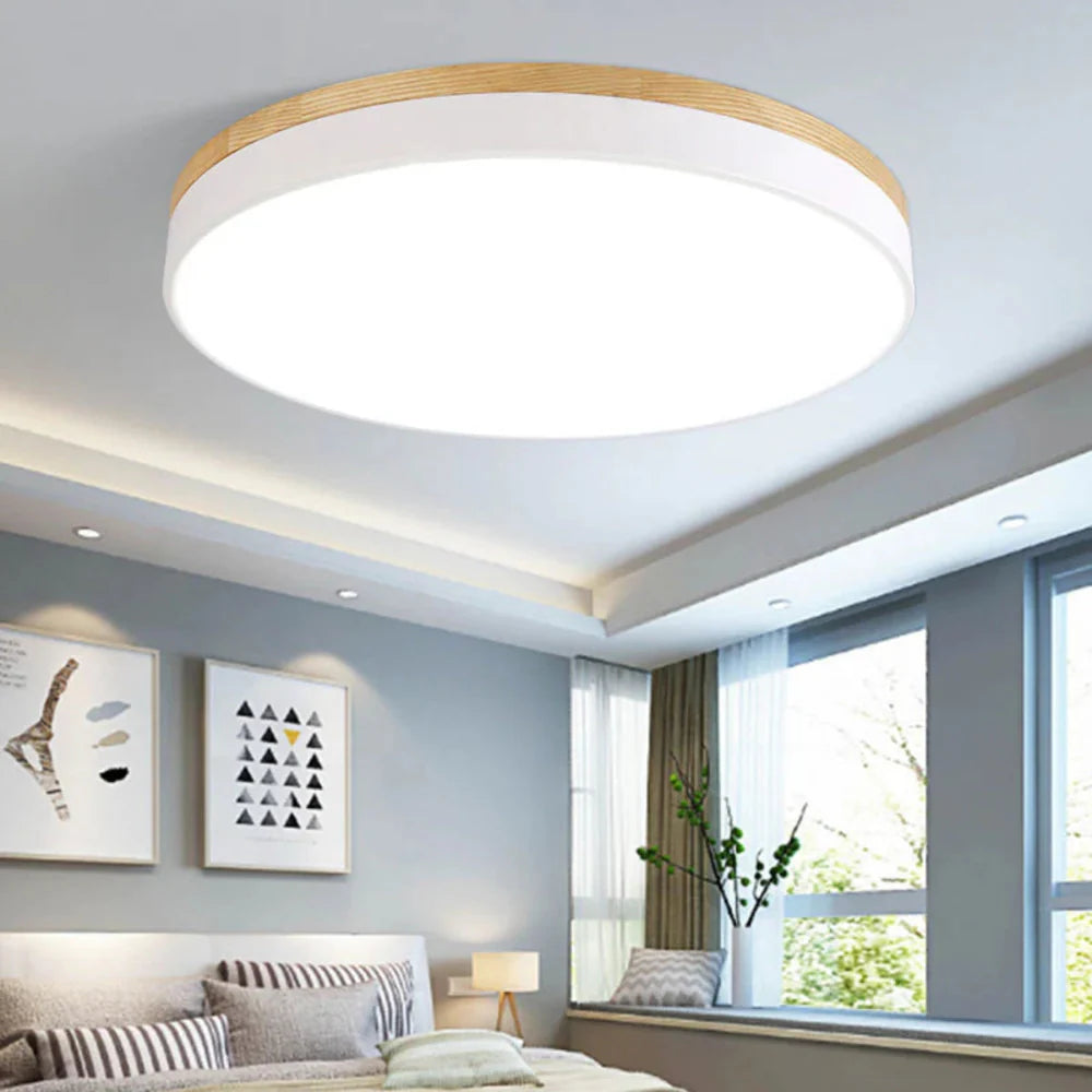 Ambiura - Nordic Wood Ceiling Light Minimalist White Finish