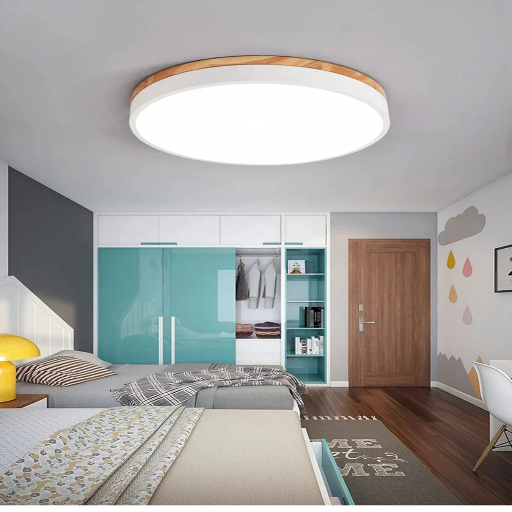Ambiura - Nordic Wood Ceiling Light Minimalist White Finish