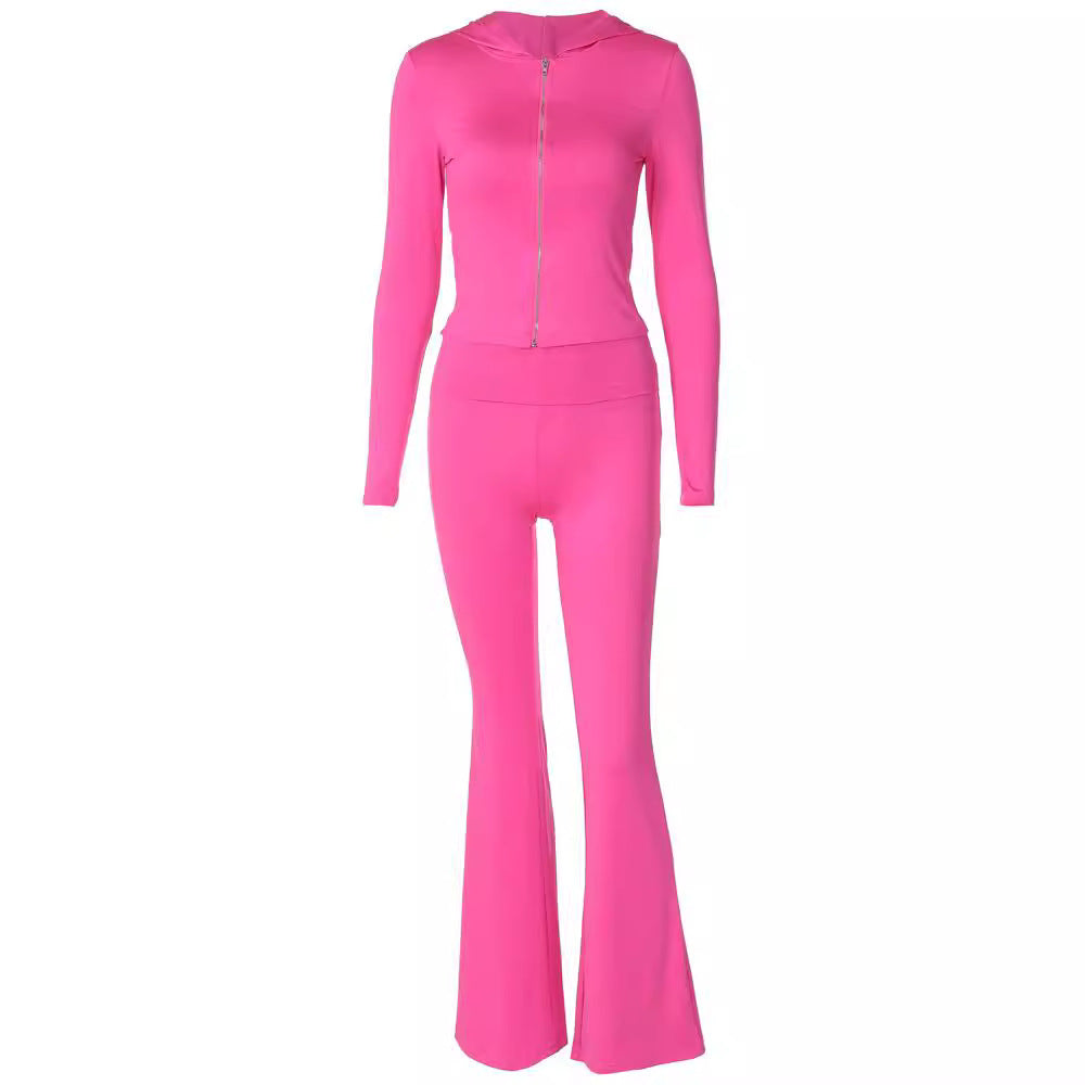 Carla - Casual Women's Tracksuit with Stylish Zip-Hoodie and Flared Pants