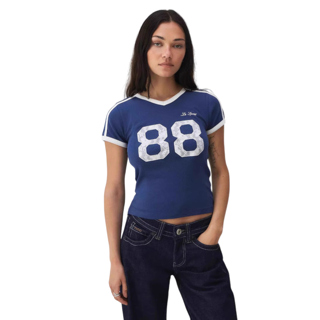 Alexandra - Stylish Women's Short Sleeve T-shirt with Trendy Lace Design