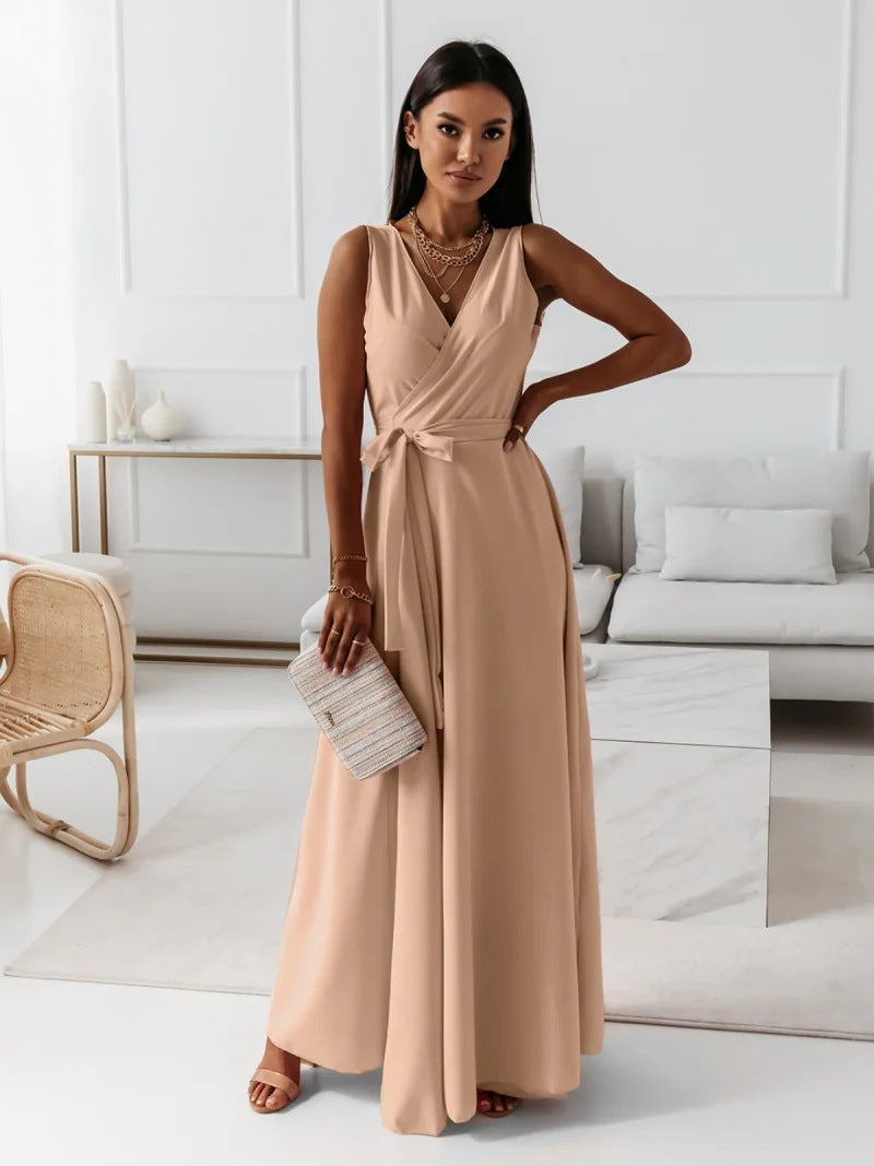 Elisabeth - Womens V Neck Maxi Dress With Flattering Fit