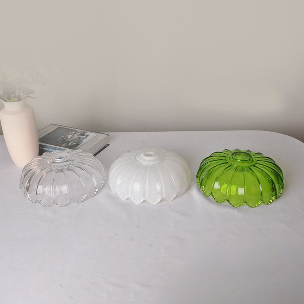 Evorra - Vintage Glass Flower Pendant Lamp With Green Amber Glass