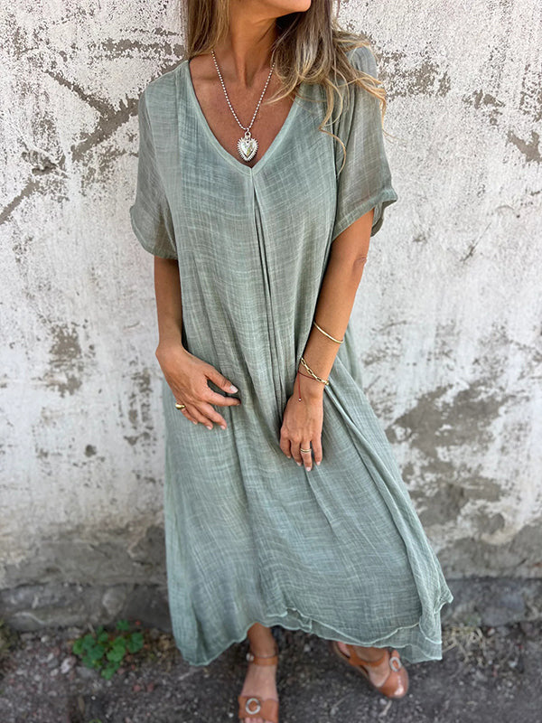 Dulce - Premium V-neck Dress in Lightweight Fabric for All-day Comfort