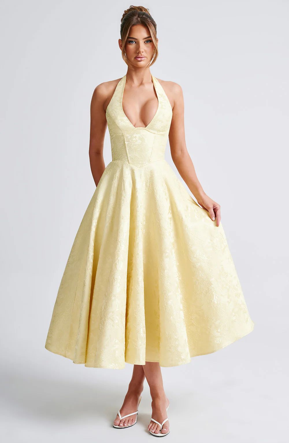 Barbara - Elegant Women's A-line Wedding Dress with Deep V-neck