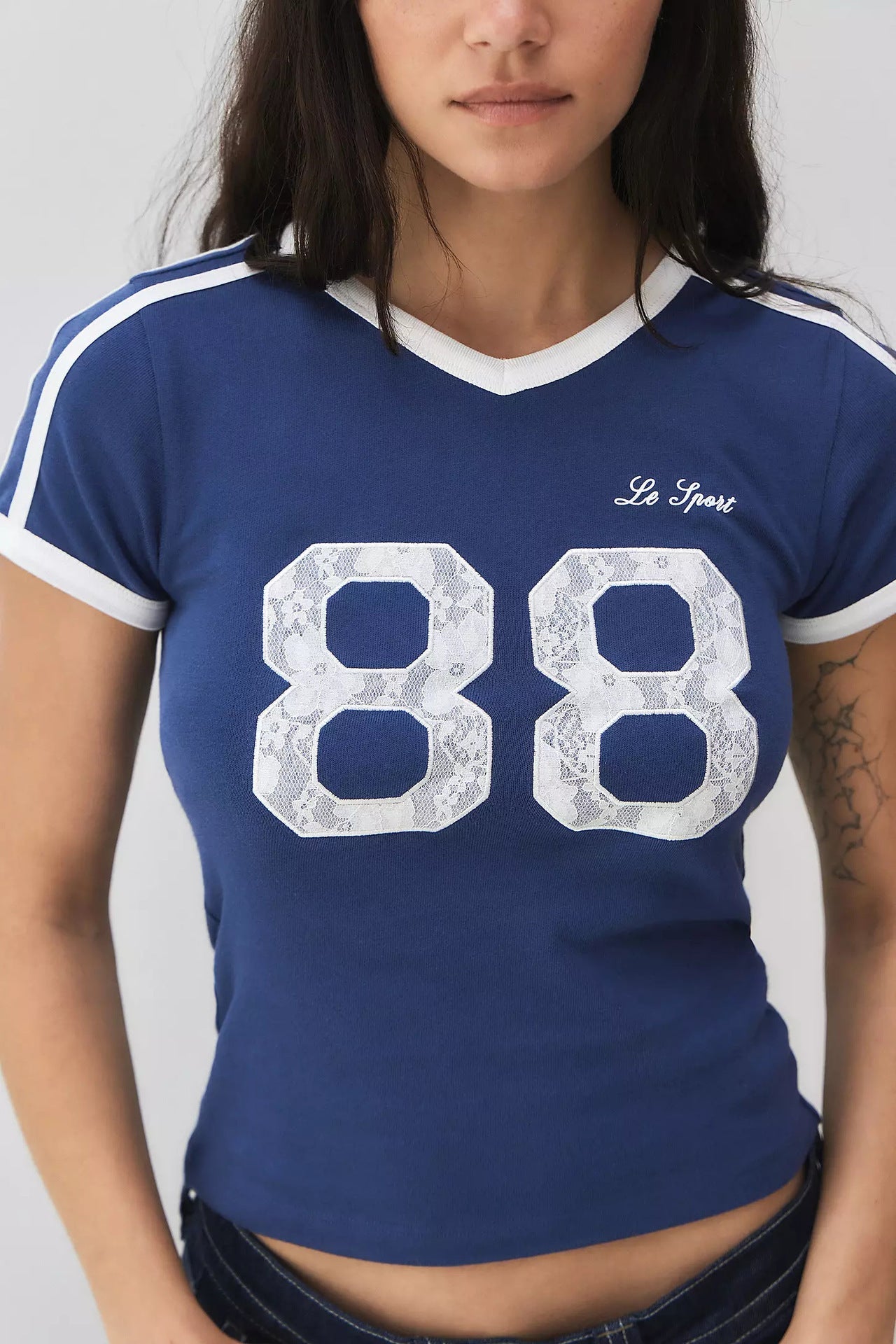 Alexandra - Stylish Women's Short Sleeve T-shirt with Trendy Lace Design