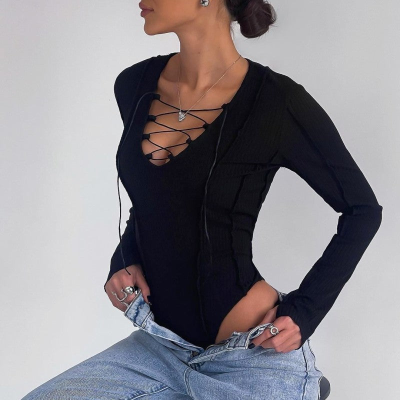 Larkspur - Stylish Women's Bodysuit with Unique Lace-Up Design