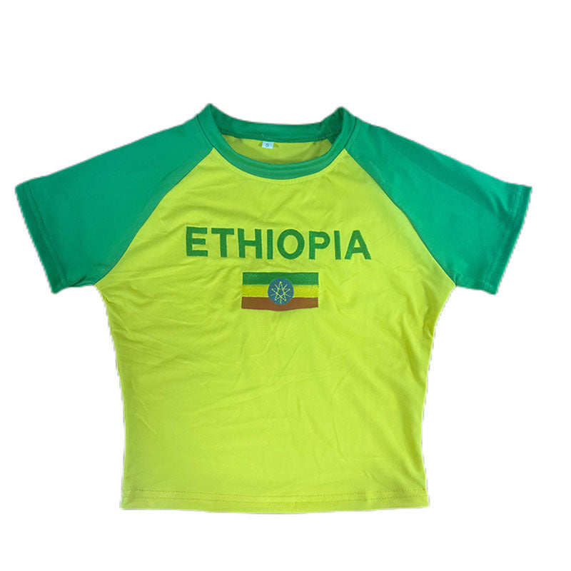 Junessa - Women's T-shirt with Unique Ethnic Design and Flag Print