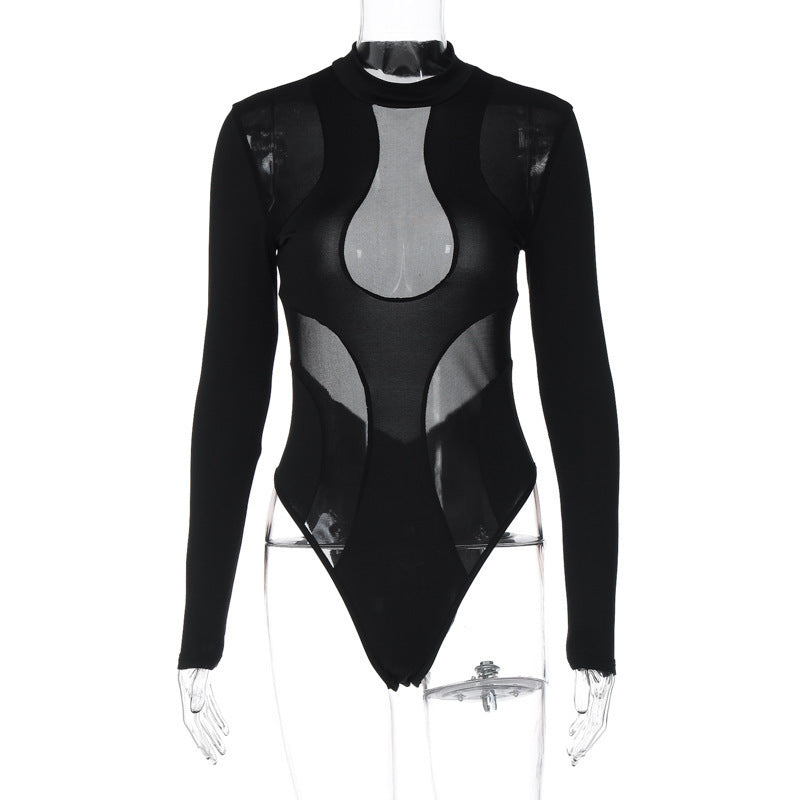 Alexa - Stylish Women's Bodysuit with Transparent Inserts and Unique Cut-Out Details