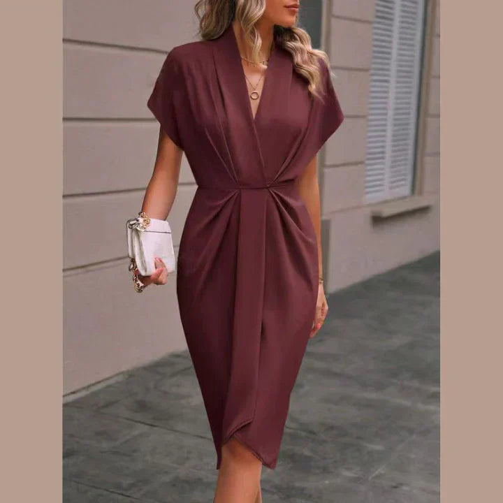Serena - Elegant Midi Wrap Dress for Sophisticated Style