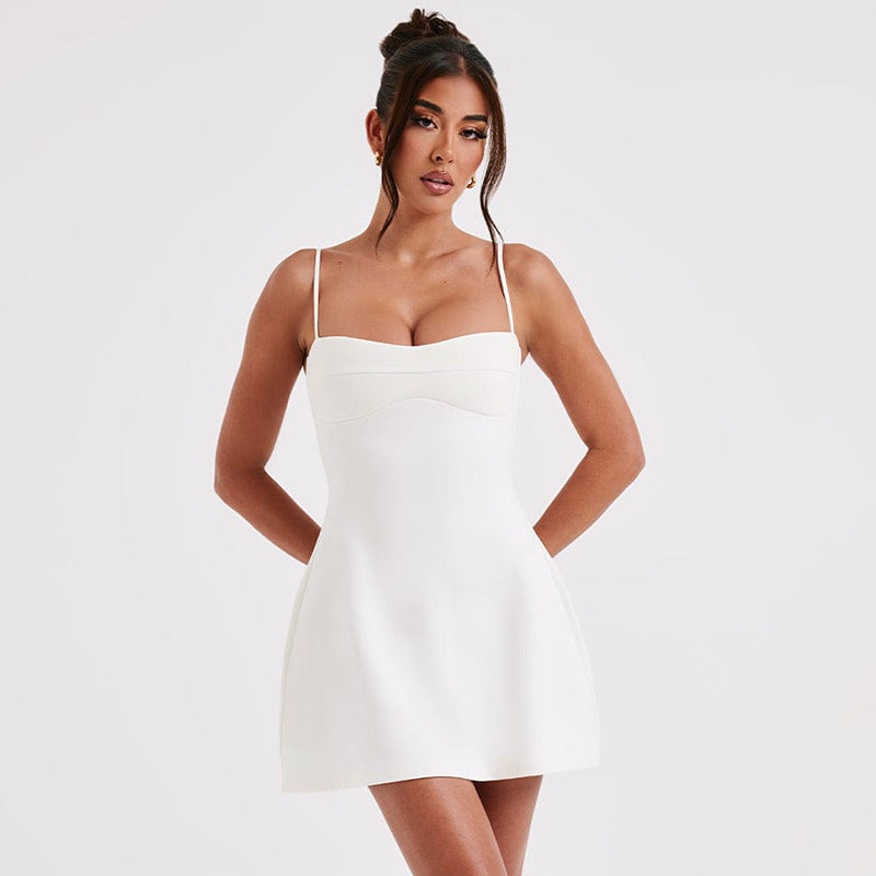 Becky - Women's Summer Mini Dress with Adjustable Spaghetti Straps and Elegant Cut
