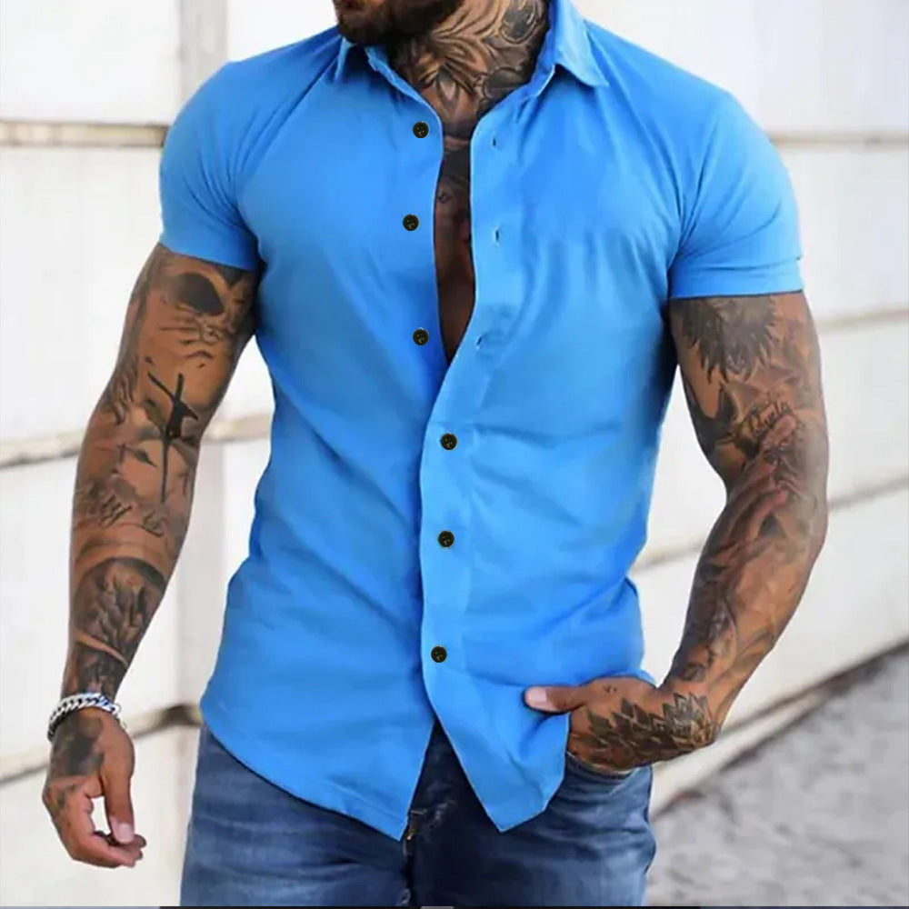 Rhys - Sleek Slim Fit Short Sleeve Shirt for Stylish Men