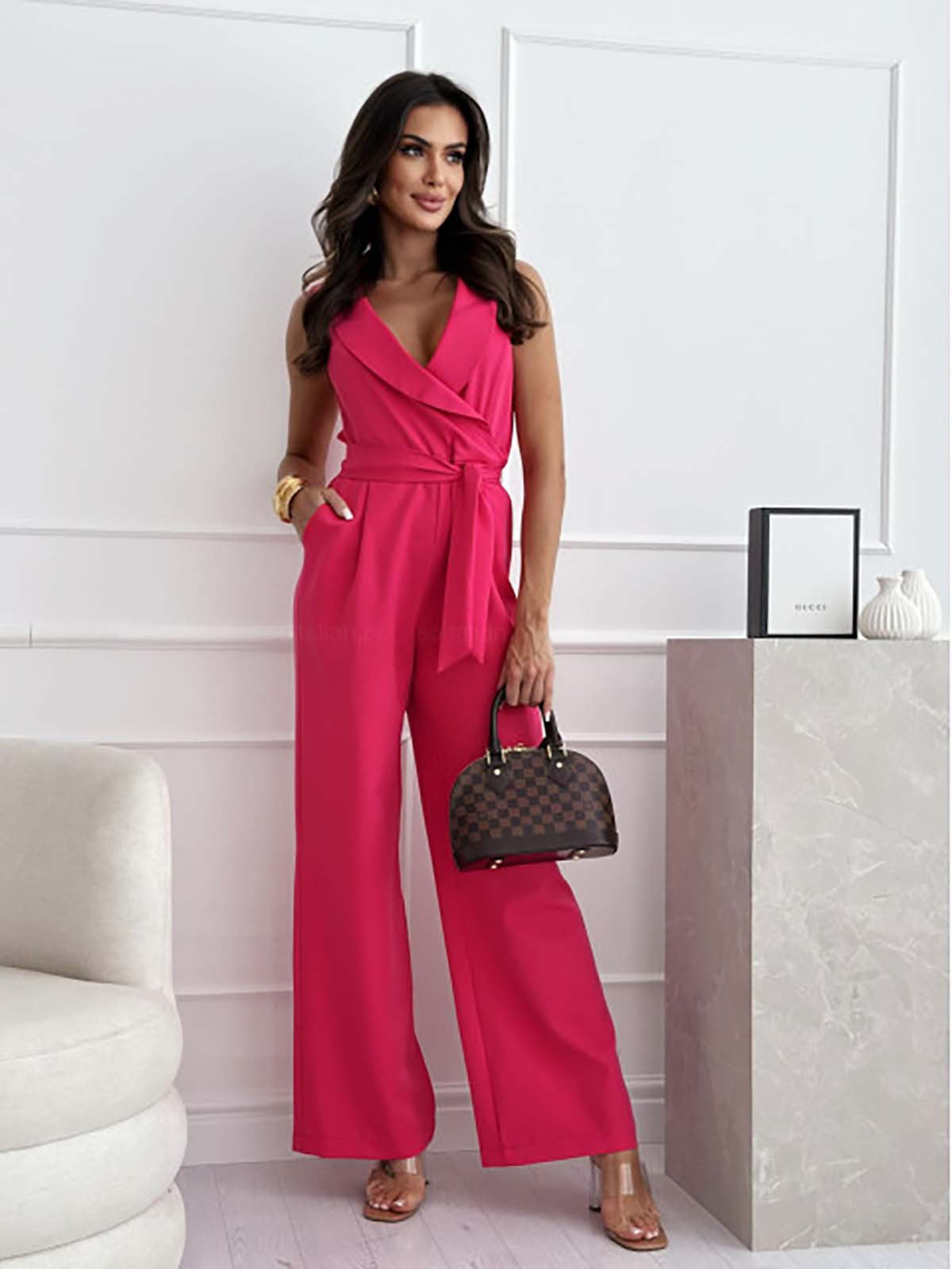 Arleta- Elegant Women's Wide-Leg Jumpsuit with Belted Waist