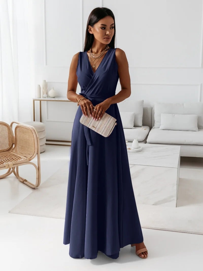 Elisabeth - Womens V Neck Maxi Dress With Flattering Fit