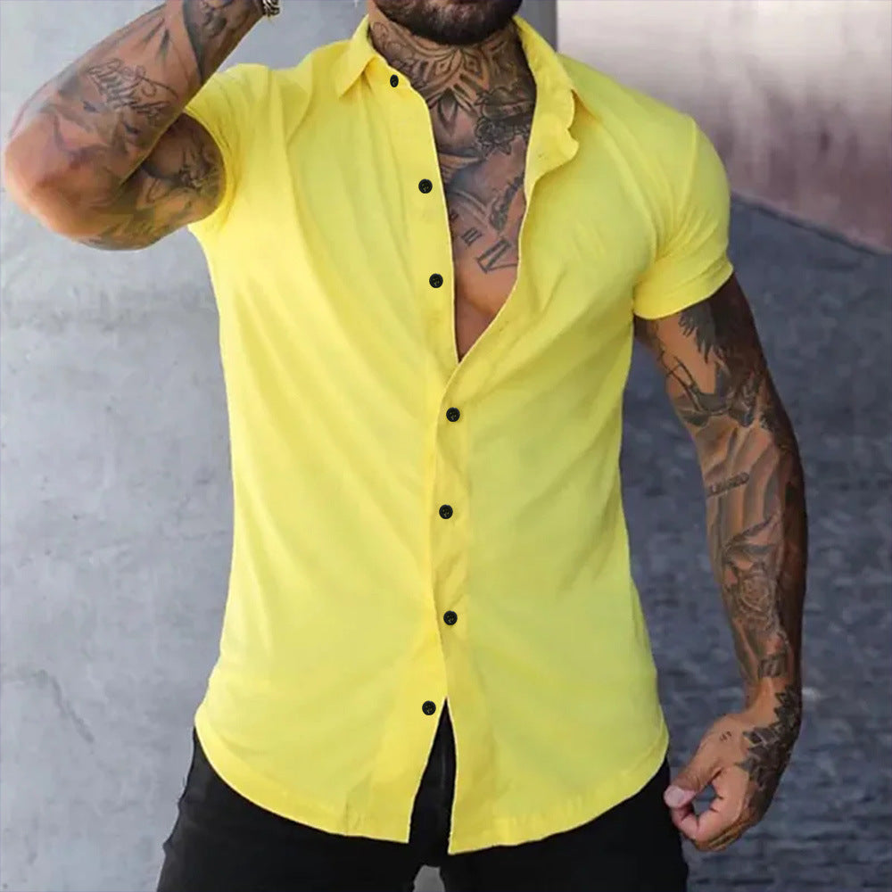 Rhys - Sleek Slim Fit Short Sleeve Shirt for Stylish Men