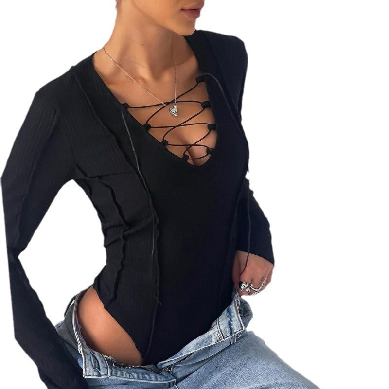 Larkspur - Stylish Women's Bodysuit with Unique Lace-Up Design