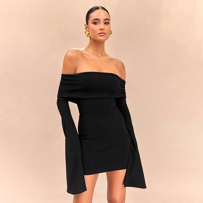 Lettie - Elegant Off-the-Shoulder Mini Dress with Stylish Bell Sleeves