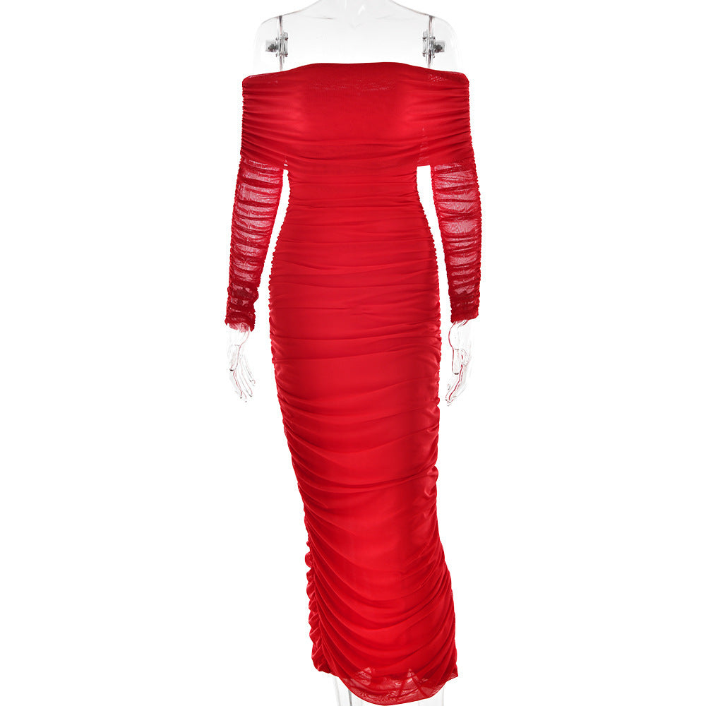 Beth - Elegant Off-Shoulder Maxi dress with Ruffle Details