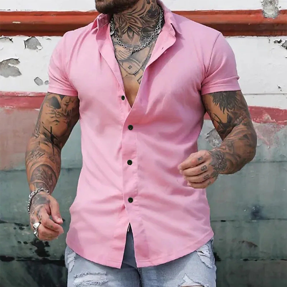 Rhys - Sleek Slim Fit Short Sleeve Shirt for Stylish Men