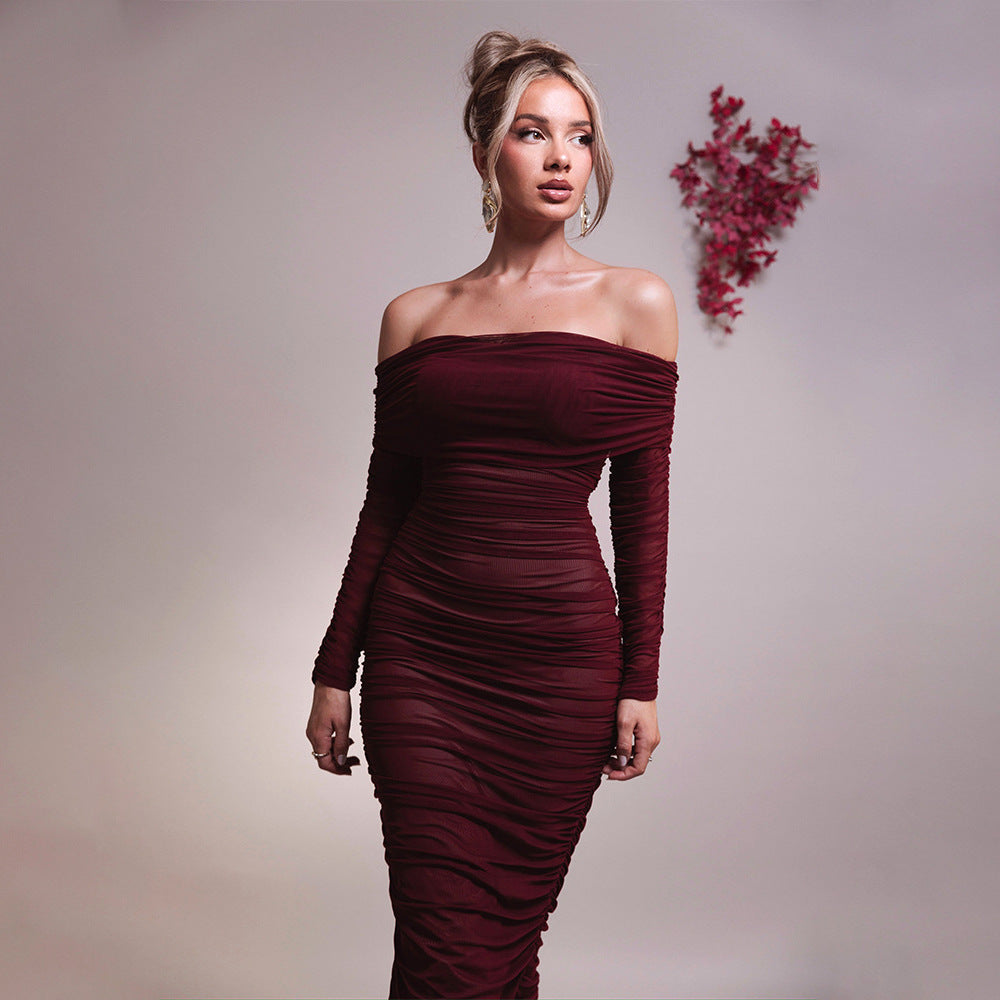 Beth - Elegant Off-Shoulder Maxi dress with Ruffle Details