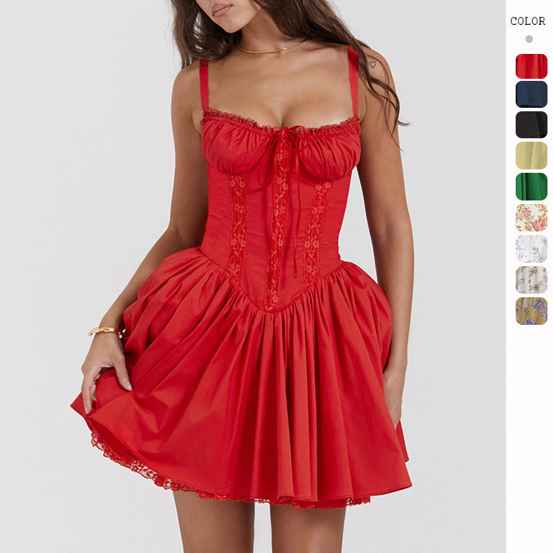 Marilla - Playful Women's Mini Dress with Elegant Lace Trim