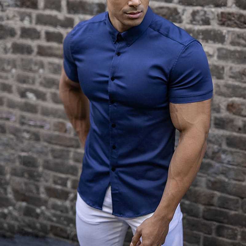 Rhys - Sleek Slim Fit Short Sleeve Shirt for Stylish Men