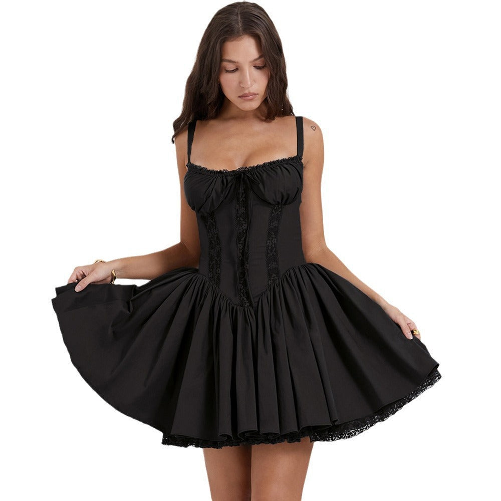 Marilla - Playful Women's Mini Dress with Elegant Lace Trim