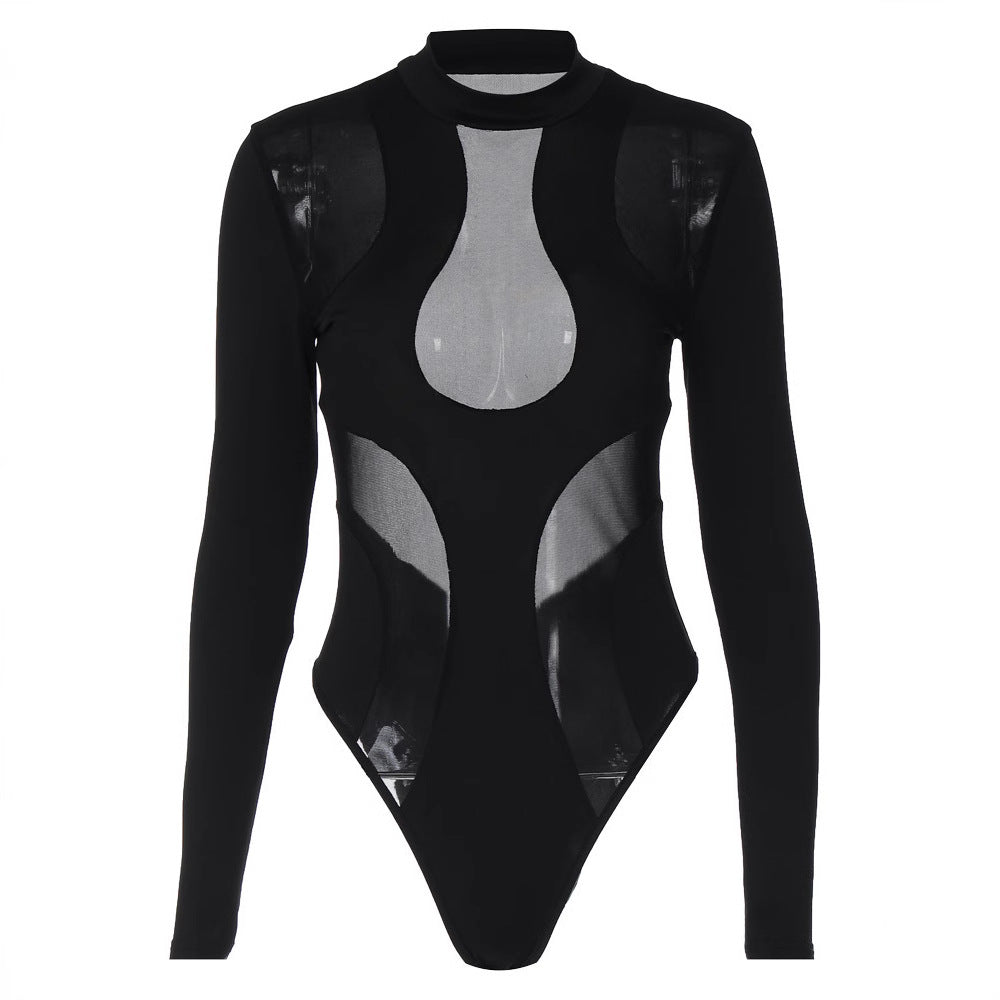 Alexa - Stylish Women's Bodysuit with Transparent Inserts and Unique Cut-Out Details