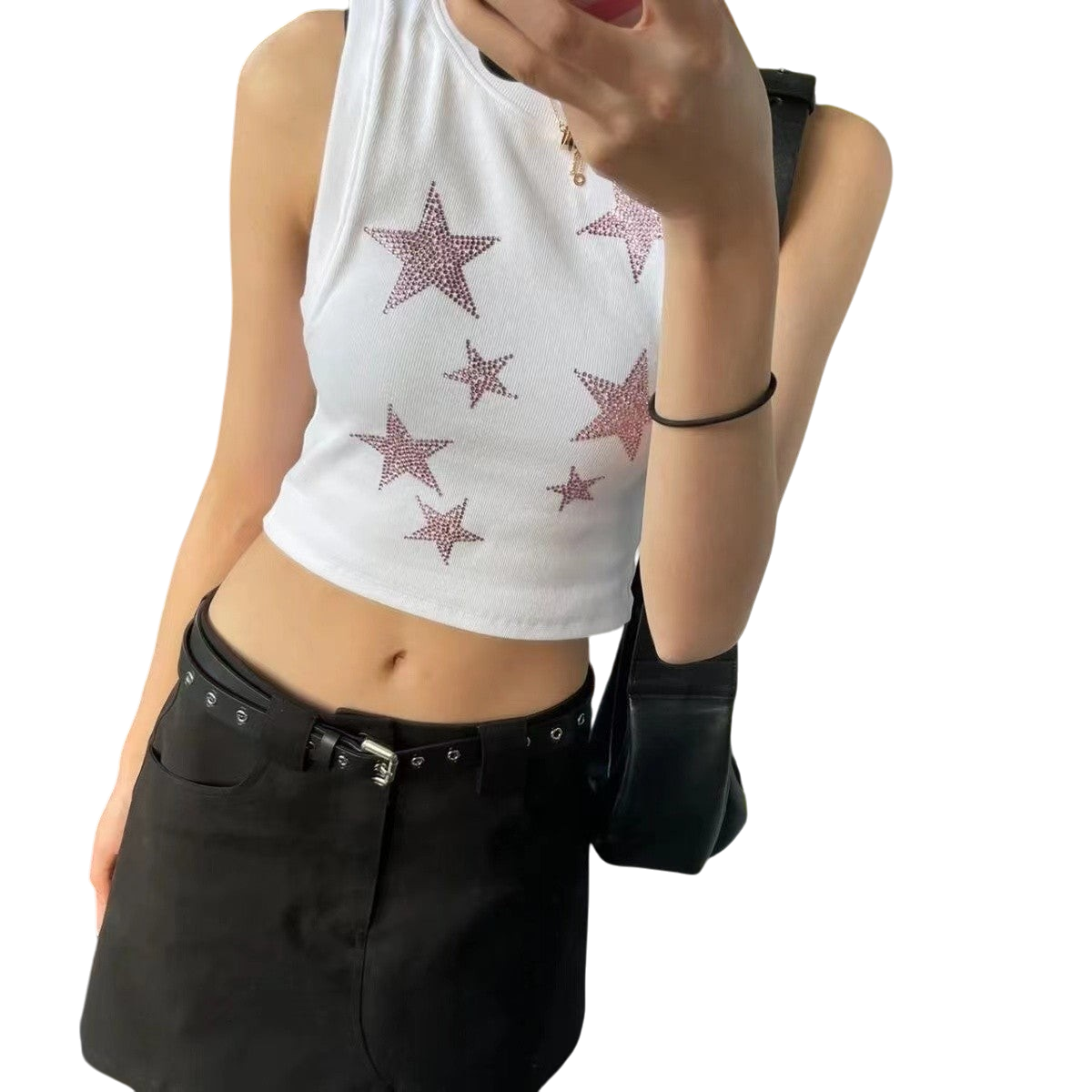 Junessa - Stylish Women's Crop Top with Sparkling Star Design