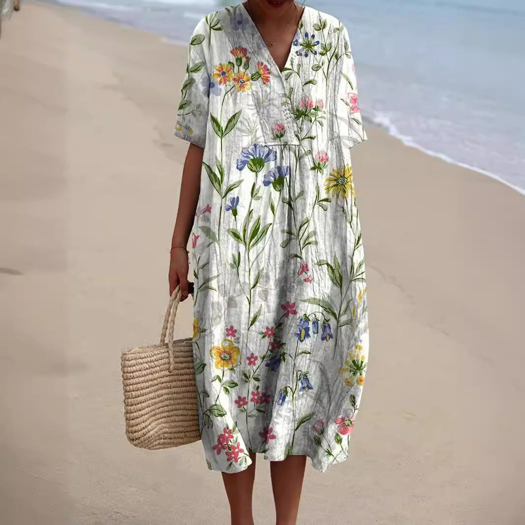 Kailani - Colorful Flowing Spring Dress With Floral Design