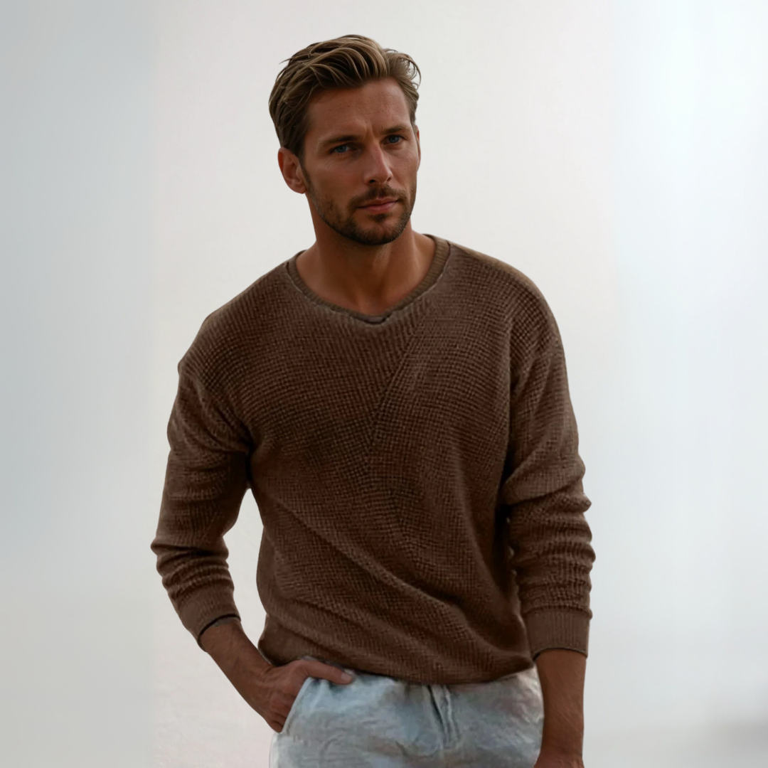 Norman - Classic Men's Waffle Knit Sweater for Timeless Comfort