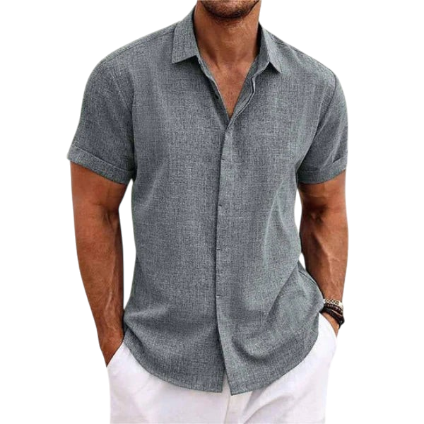 Bill - Minimalist Short Sleeve Cotton and Linen Shirt for Men
