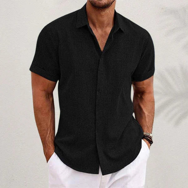 Bill - Minimalist Short Sleeve Cotton and Linen Shirt for Men