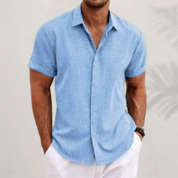 Bill - Minimalist Short Sleeve Cotton and Linen Shirt for Men