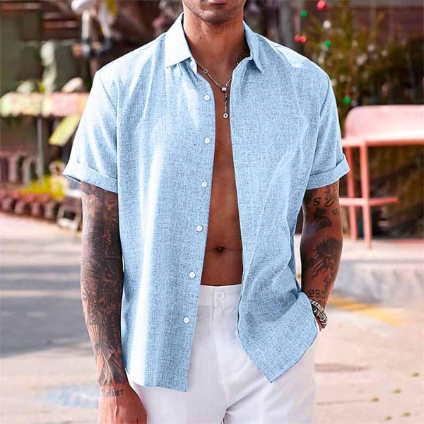 Eric - Stylish Men's Button-Up Shirt for Effortless Summer Vibes