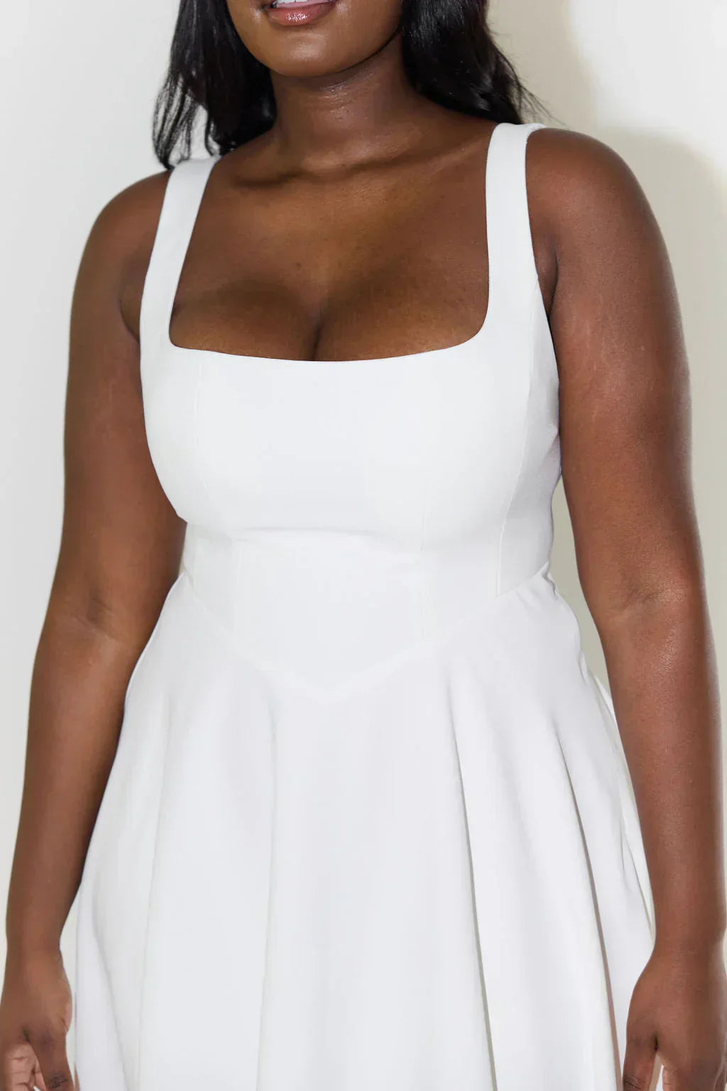 Hattie-Rae - Stylish High-Waisted Square-Neck Midi Dress for Summer Elegance