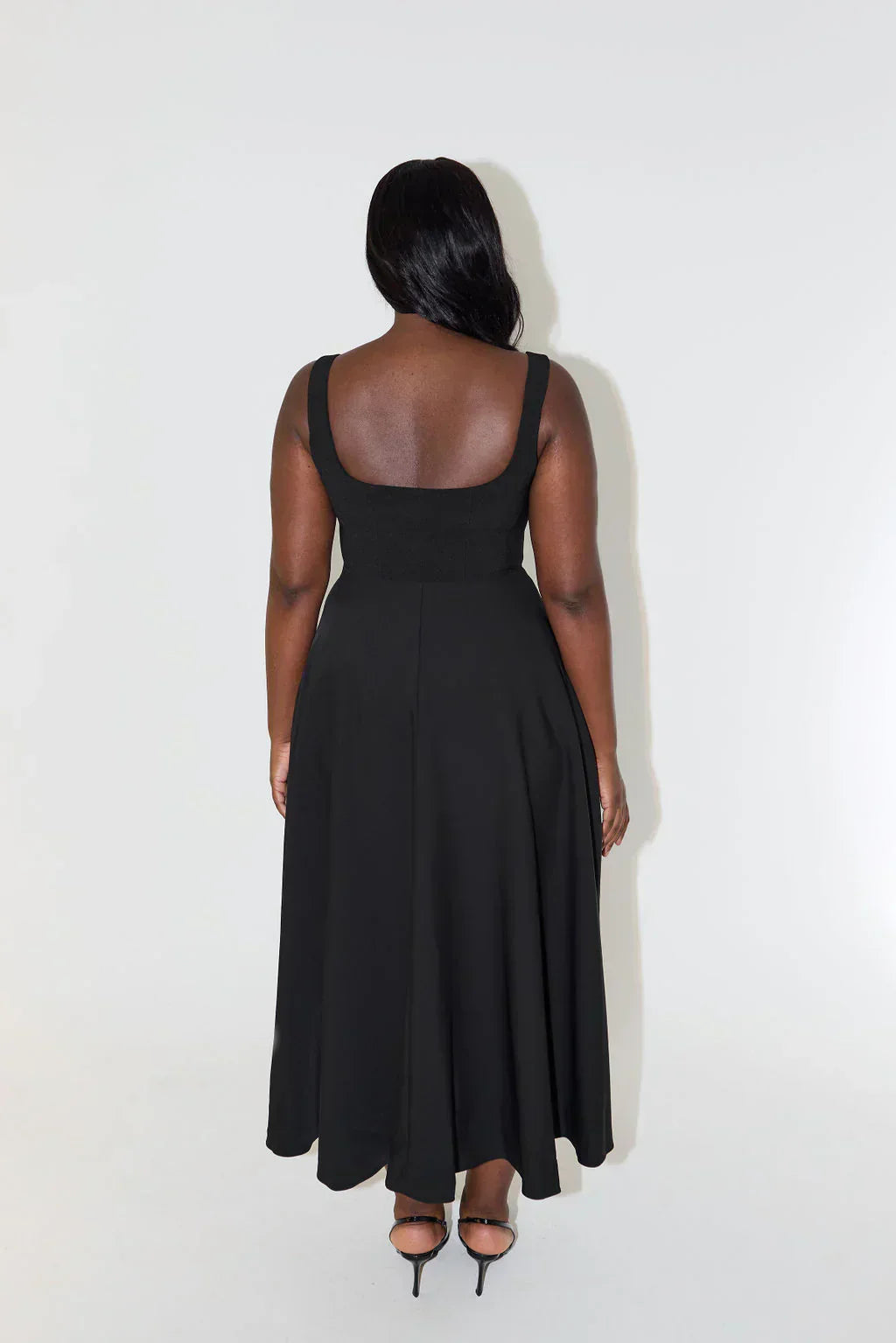 Hattie-Rae - Stylish High-Waisted Square-Neck Midi Dress for Summer Elegance