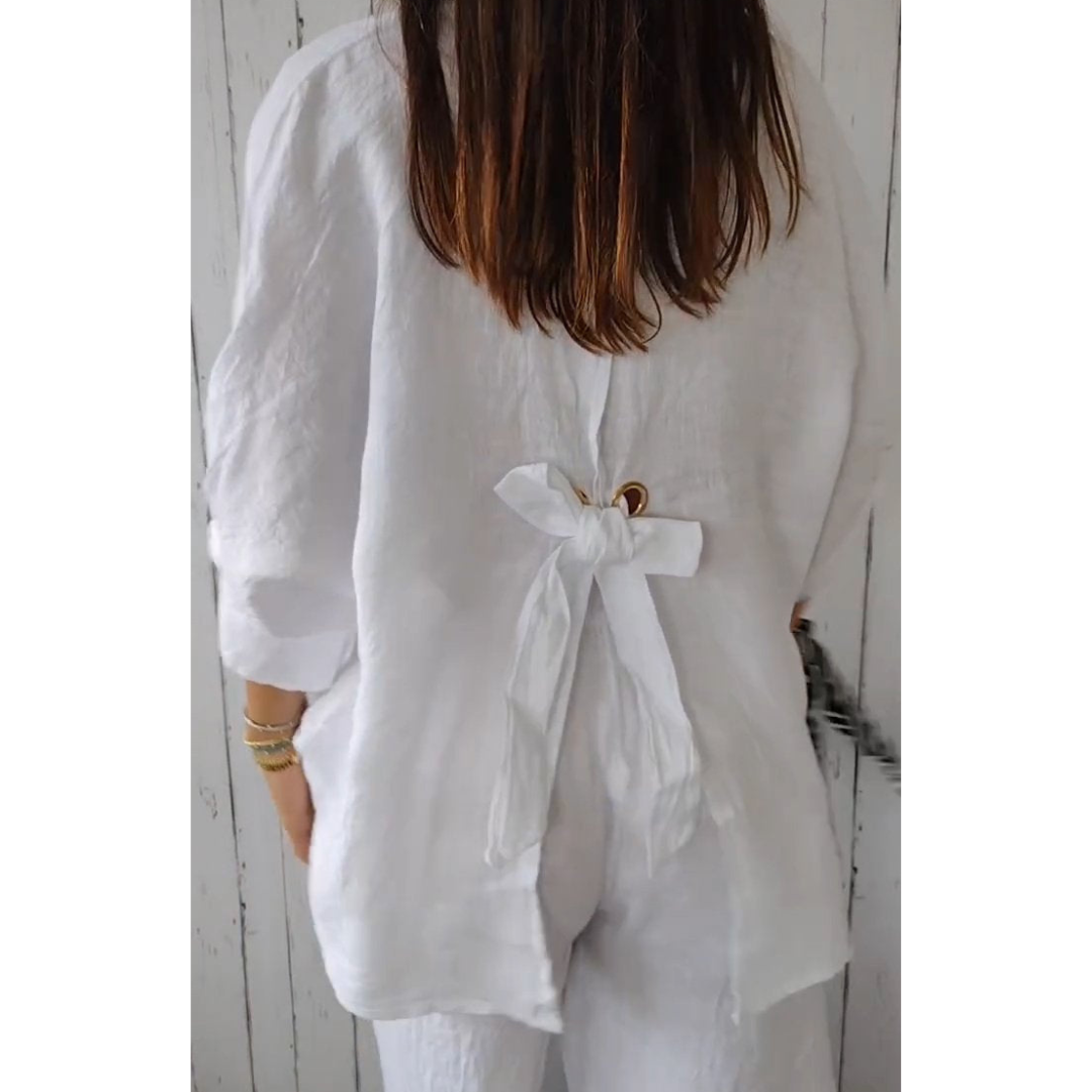 Chrissy - Comfortable Women's Blouse in Premium Cotton and Linen Blend