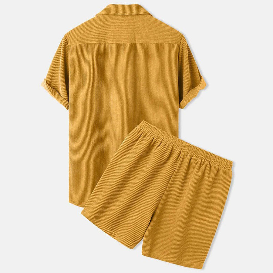 Tadhg - Relaxed Cord Short Sleeve Shirt And Shorts Set