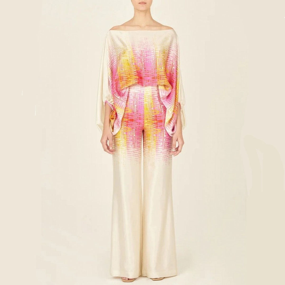 Camber - Elegant Women's Wide-Leg Pantsuit with 3D Effect Pattern