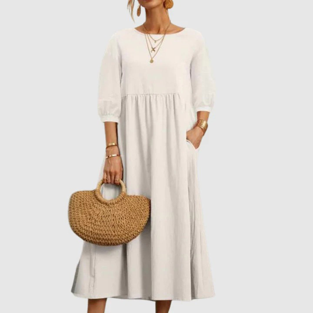 Halona - Stylish Women's Maxi Dress with 3/4 Sleeves and Pockets