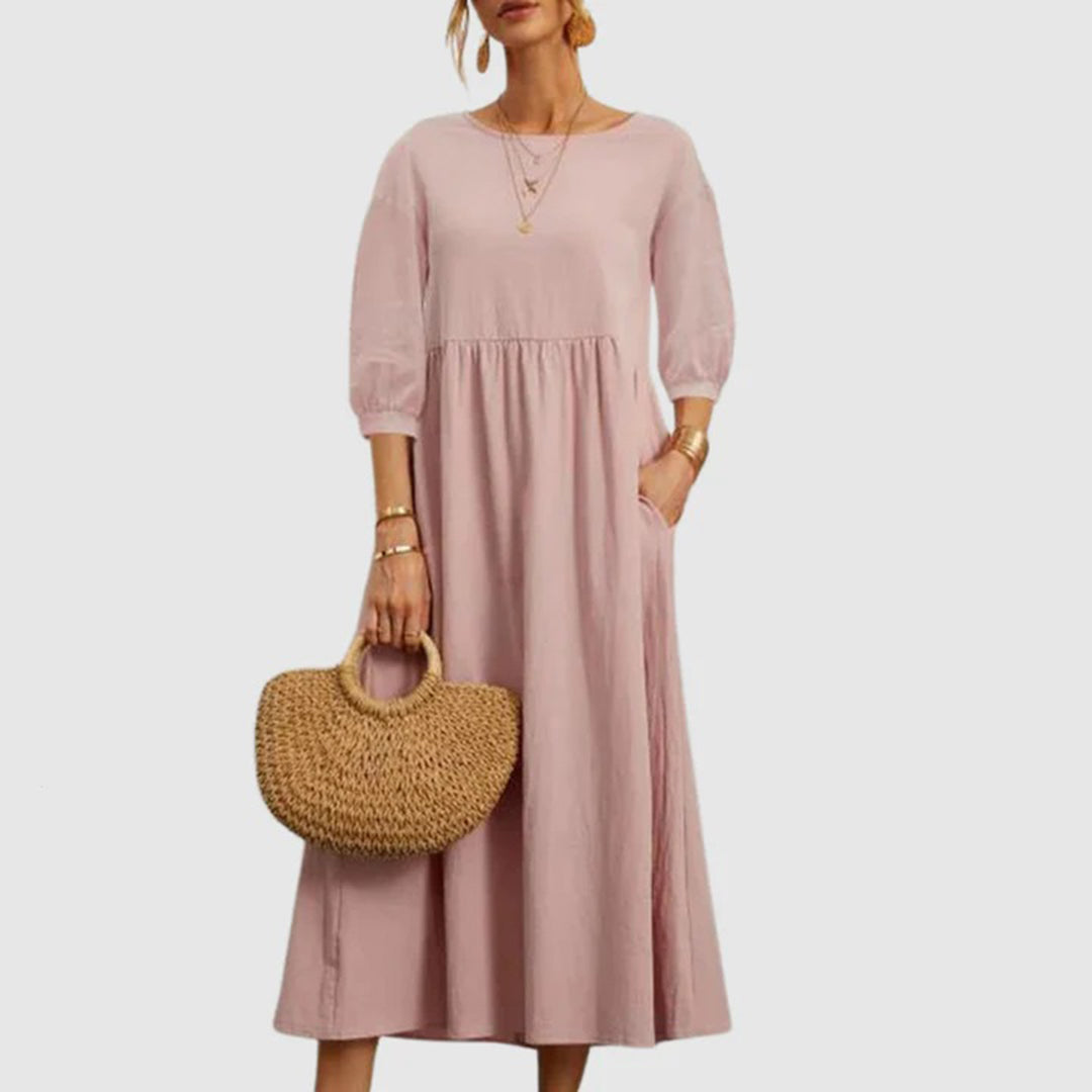 Halona - Stylish Women's Maxi Dress with 3/4 Sleeves and Pockets