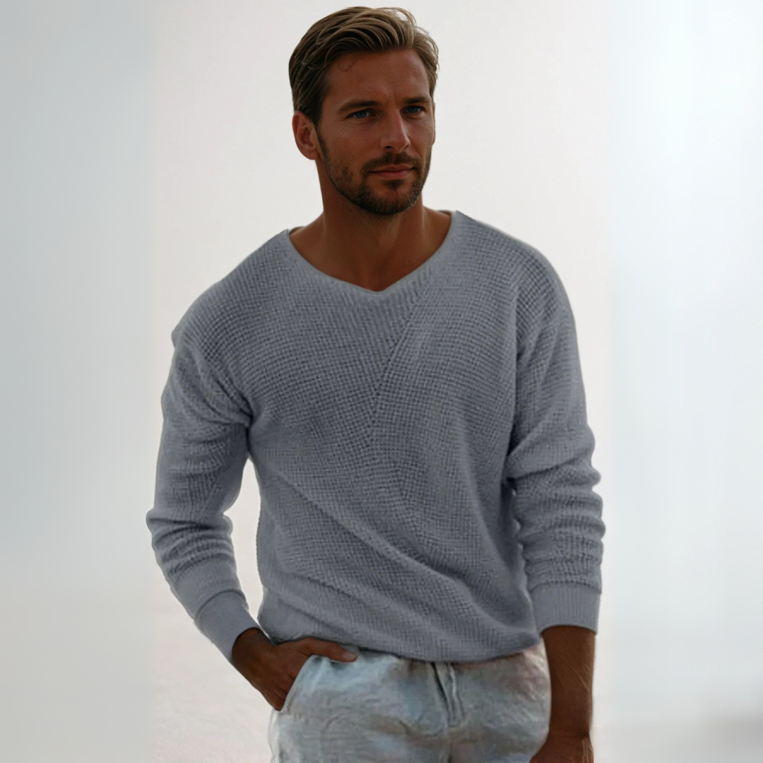 Norman - Classic Men's Waffle Knit Sweater for Timeless Comfort