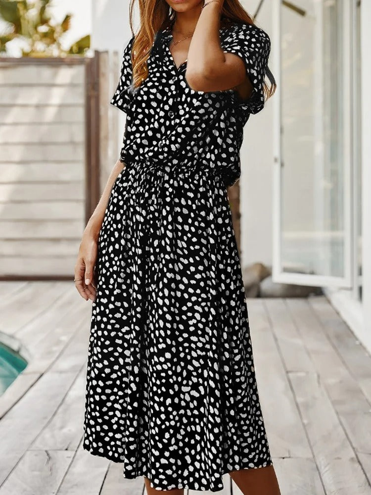 Milana - Stylish Midi Summer Dress with Breathable Print