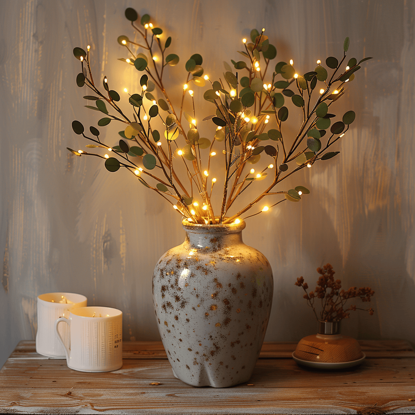 Vioren - Fairy Light Olive Twig Branch for Home Decor With Twinkling