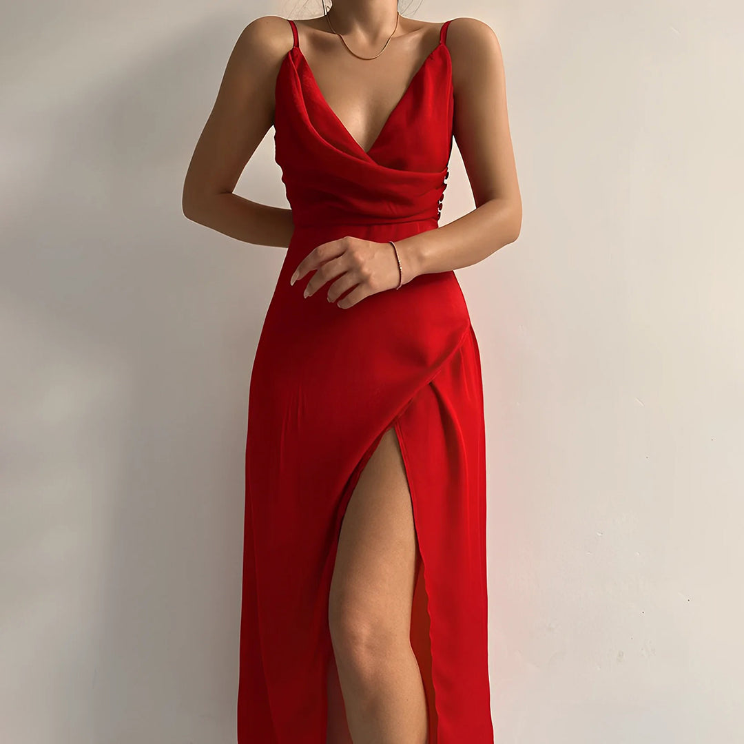 Dina - Elegant Midi Dress with Stylish Wrap Detail for Women