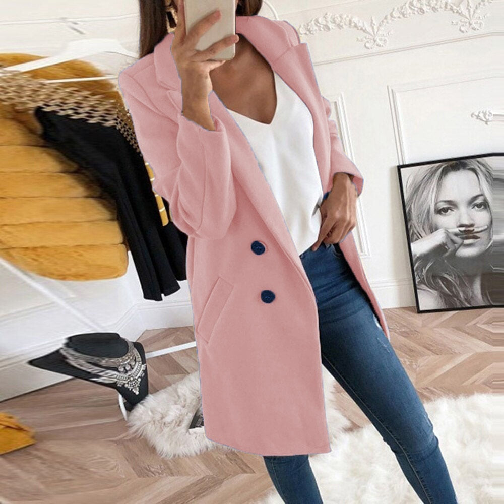 Liz - Elegant Jazz Coat for Women with Chic Turn-Up Collar