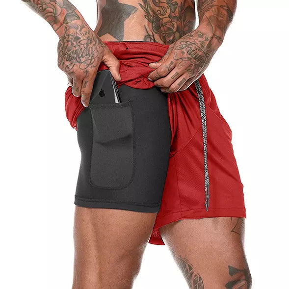 Byron - Men's Gym Shorts With Phone Pocket And Liner